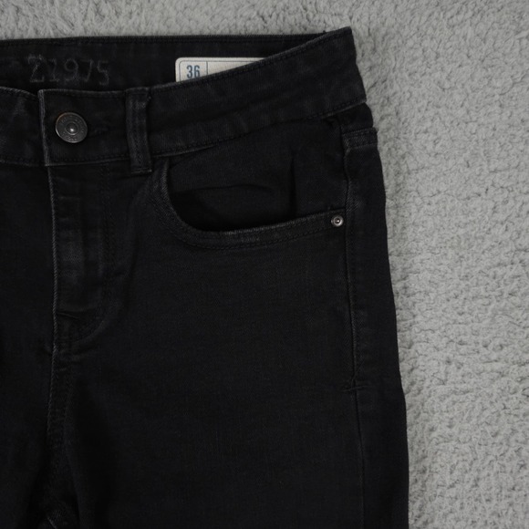 Zara Z1975 Jeans Womens 36 US 4 Black Flare Stretch Denim Dark Wash Boho 26x35 - Picture 10 of 12